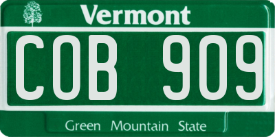 VT license plate COB909