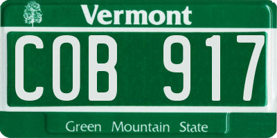 VT license plate COB917
