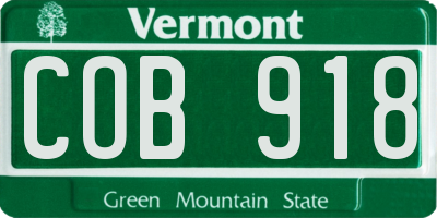 VT license plate COB918