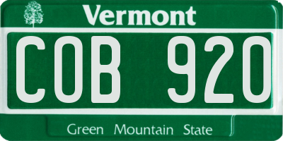 VT license plate COB920