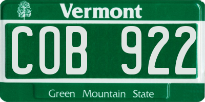 VT license plate COB922