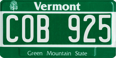 VT license plate COB925
