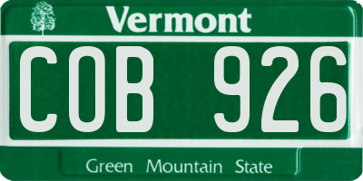 VT license plate COB926