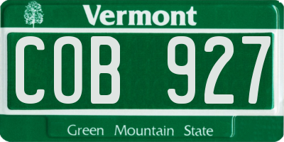 VT license plate COB927