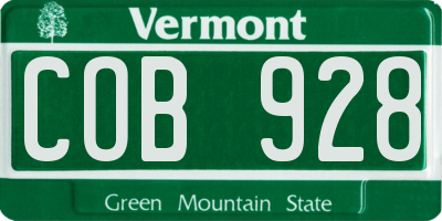VT license plate COB928