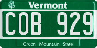 VT license plate COB929