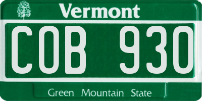 VT license plate COB930