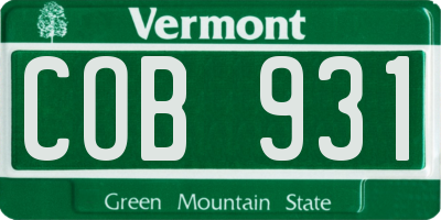 VT license plate COB931