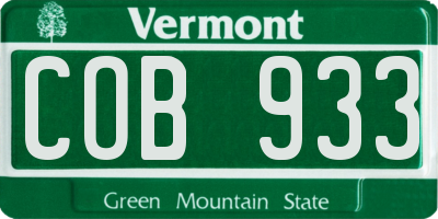 VT license plate COB933