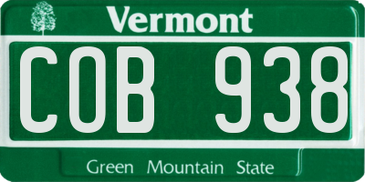 VT license plate COB938
