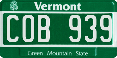VT license plate COB939
