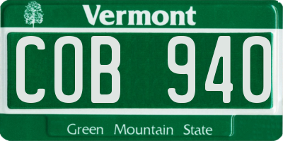 VT license plate COB940