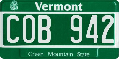 VT license plate COB942