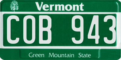VT license plate COB943