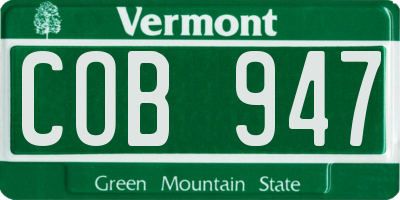 VT license plate COB947