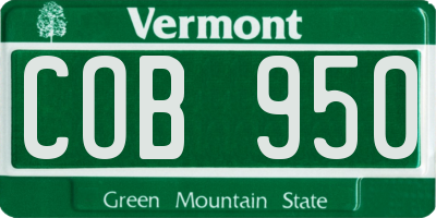 VT license plate COB950
