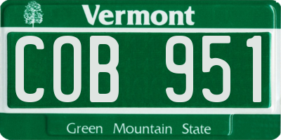VT license plate COB951