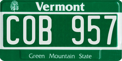VT license plate COB957