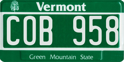 VT license plate COB958