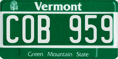 VT license plate COB959