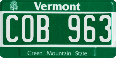 VT license plate COB963