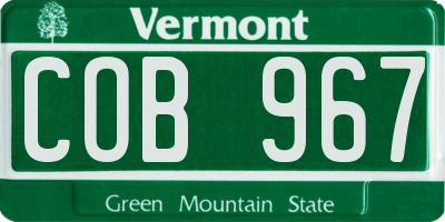 VT license plate COB967
