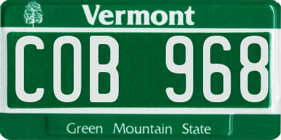 VT license plate COB968