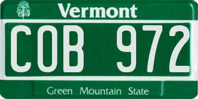 VT license plate COB972