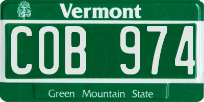 VT license plate COB974