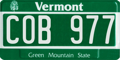 VT license plate COB977