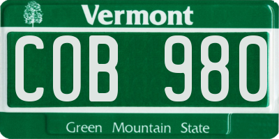 VT license plate COB980