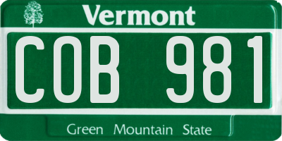 VT license plate COB981