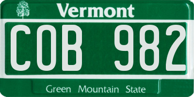 VT license plate COB982