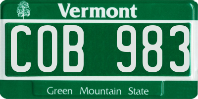 VT license plate COB983