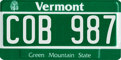 VT license plate COB987