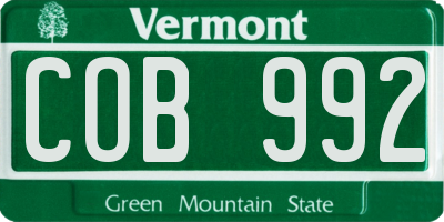 VT license plate COB992