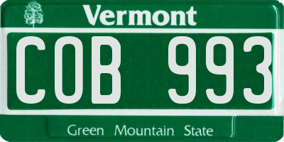 VT license plate COB993