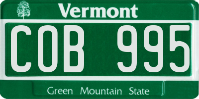 VT license plate COB995
