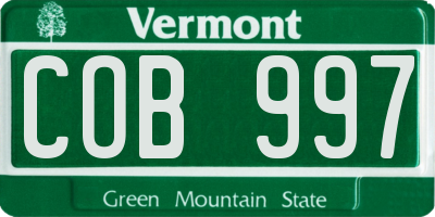 VT license plate COB997