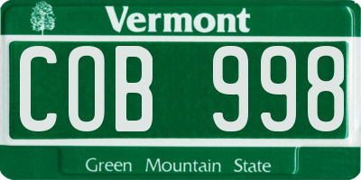 VT license plate COB998