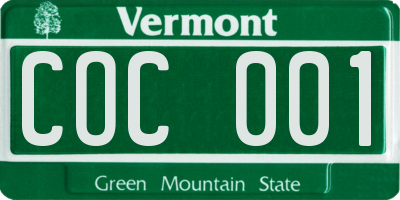 VT license plate COC001