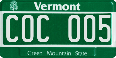 VT license plate COC005