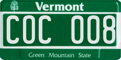 VT license plate COC008