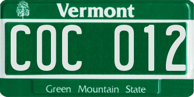 VT license plate COC012