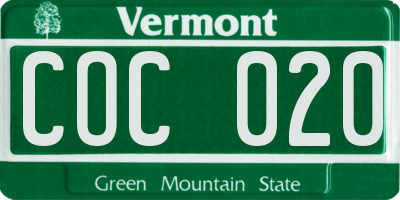 VT license plate COC020