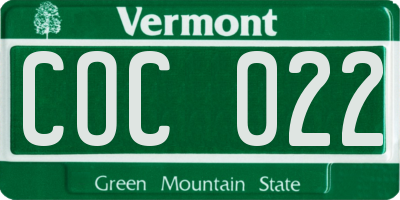 VT license plate COC022