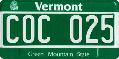 VT license plate COC025