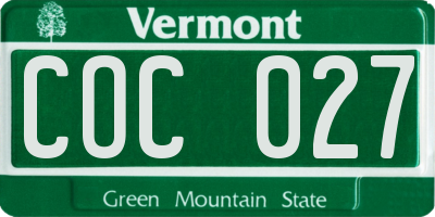 VT license plate COC027