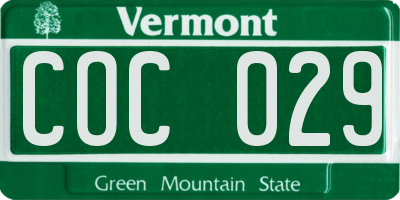 VT license plate COC029