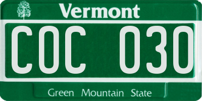 VT license plate COC030